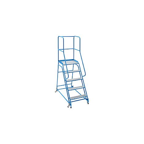 Escalera con tarima  rodante  plataforma y peldaños de rejilla