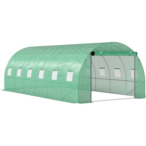 GagaSerre tunnel avec bache plastique et cadre en acier portes enroulables vert (1/5)
