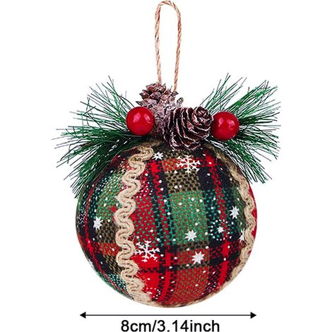 6/9 pezzi di palline di Natale a quadri - Palline di Babbo Natale da appendere per decorazioni per feste (rosso e verde, 9 pezzi) (1/4)