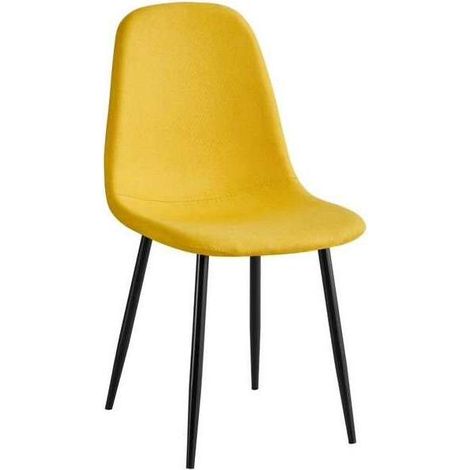 Pack de 4 sillas Md-Hamer tapizadas en textil mostaza, 88cm(alto) 54.5cm(ancho) 45cm(largo)