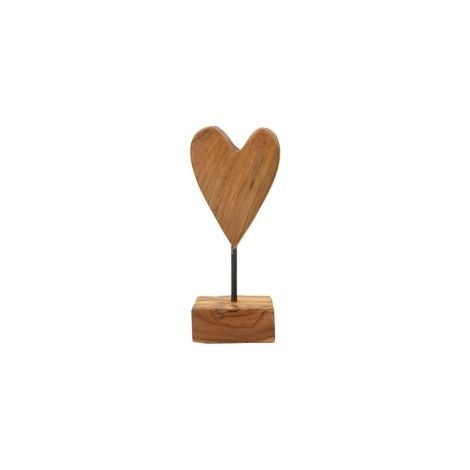 Sculpture en teak en forme de cœur 10x10x25