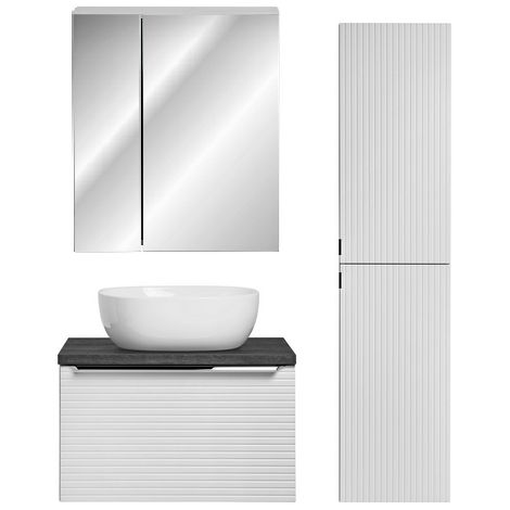 Ensemble salle de bain meuble vasque 60 cm + 2 éléments - Camille White - Livraison gratuite (1/5)