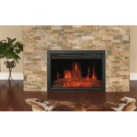 CHEMIN'ARTE Inserto elettrico caminetto OXFORD, 2000W, Nero, 61x20x44 cm - camino elettrico da incasso con luce LED, effetto della fiamma, colore nero (1/5)