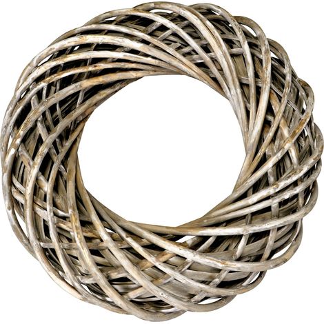 Deko Rattankranz shabby weiß - 38 cm - Weidenkranz zum Dekorieren - Rattan Türkranz Tischkranz Adventskranz Dekokranz Holzkranz Kranz aus Holz geflochten zum Dekorieren