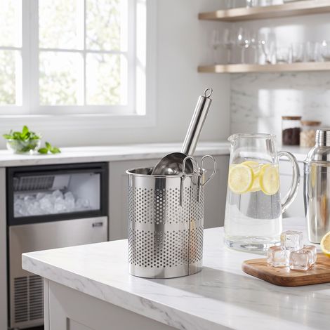 Cuillère à glace avec support, panier en acier inoxydable pour congélateur et Machine (1/5)