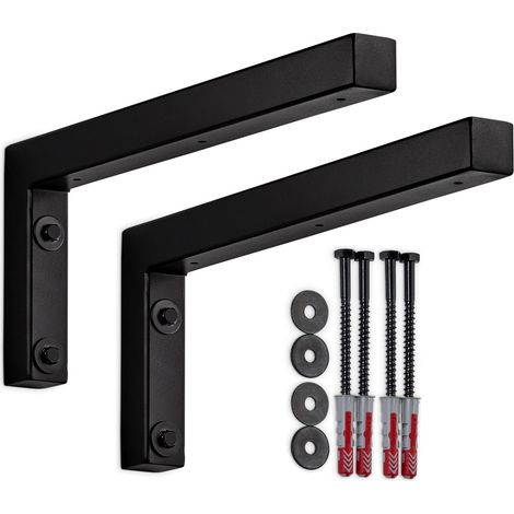 SOTECH Wandkonsole Regalkonsole Waschtischkonsole in L-Form 350 x 150 x 30 mm, schwarz matt pulverbeschichtet, 2 Stück