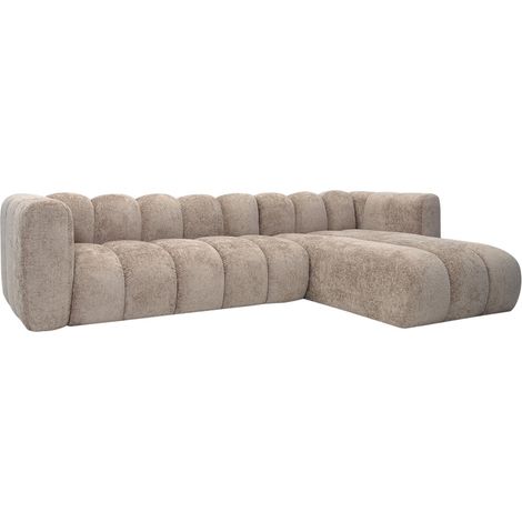 Mobilier Deco – Canapé d'angle réversible 5 places en tissu taupe – Assise profonde et coussins rembourrés – Design moderne et modulable