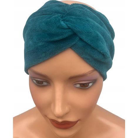 Elegantes, breites Samt-Halbturban-Stirnband in Marineblau, warm, weich, für Herbst und Winter (1/5)