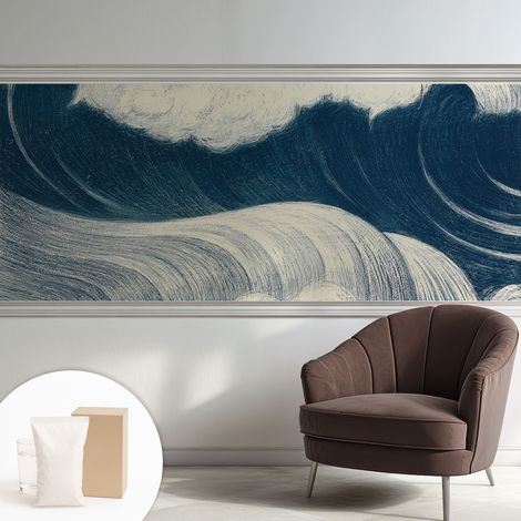 Papier peint intissé mural installation rapide du papier peint durable et résistante - Colle incluse gratuite Vagues de la mer 250x104 cm (1/5)