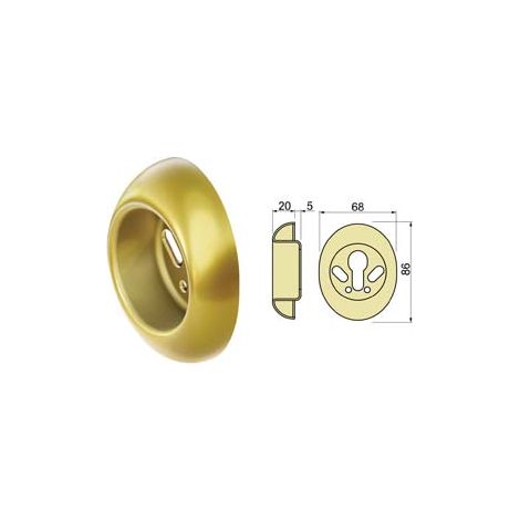 BOCCHETTA ANTISTRAPPO A5683GR OTTONATO LUCIDO- mm.68x86x25h. - ø mm.50 (A5683GRI2) - 1 pezzi DISEC