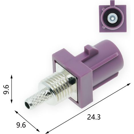 FAKRA SMB-J Short Body Male Connector with D-Type Window - 1.5mm (1/3)