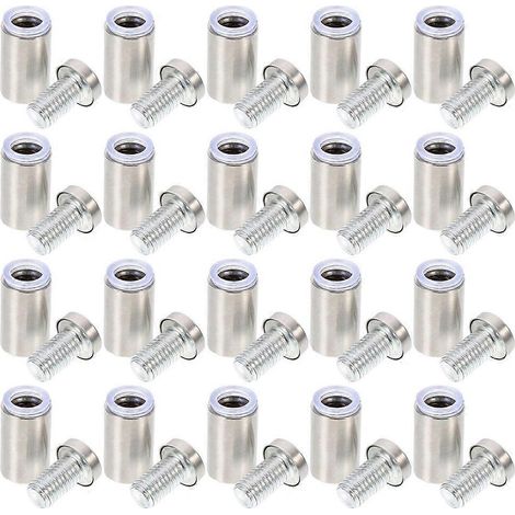 Vis de fixation pour enseignes, en acier inoxydable, argentées, 3,00 x 1,20 x 1,20 cm, antirouille, lot de 20. (1/5)