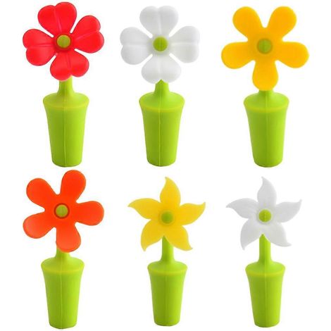 Stück Blumen-Flaschenverschlüsse, Silikon-Flaschenstopfen, Flaschenverschluss, Weinflaschenverschluss (zufälliges Design)-9X4.52.3CM (1/3)