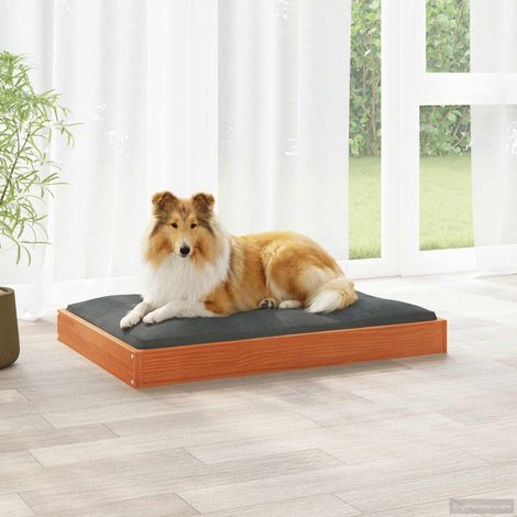 vidaXL Lit pour Chien Cire marron 92 x 64 x 9 cm Bois de Pin Massif