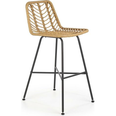 Silla de barra Houston 1094, Luminoso madera, 111x47x57cm, Mimbre plástico, Metálico
