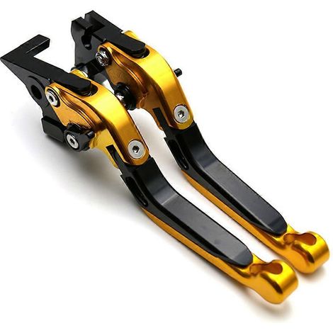 Compatible avec les modèles Xiaoxing GT250R/GT650R (2002-2016) : klaxon de frein et d'embrayage pliable modifié (ton or et noir). (1/5)