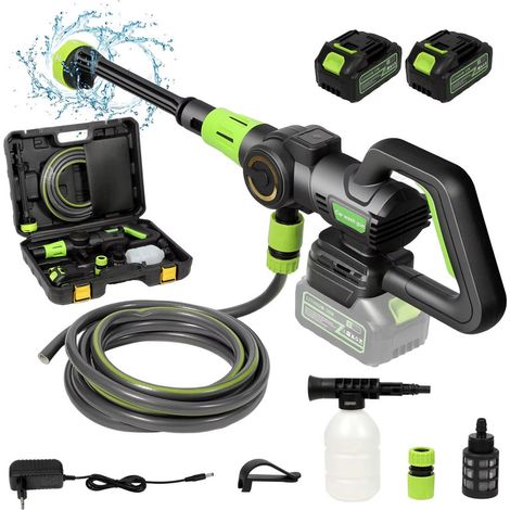 Nettoyeur haute pression sans fil 200 bars 1200W, pistolet à eau, lavage voiture, machine de nettoyage avec 2 batteries (1/5)