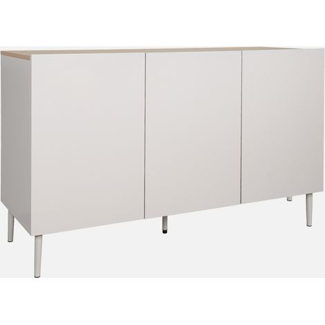 Credenza effetto legno con gambe in metallo 3 ante, 120cm