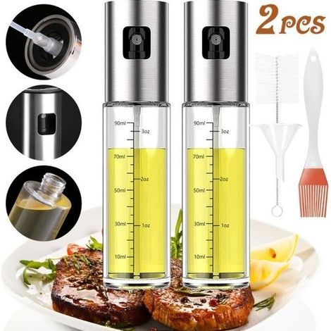 Öl- und Essigsprüher, 2-teiliges 100-ml-Ölsprüher-Set mit 1 Pinsel und 1 Trichter, für Küche/Grill (1/4)