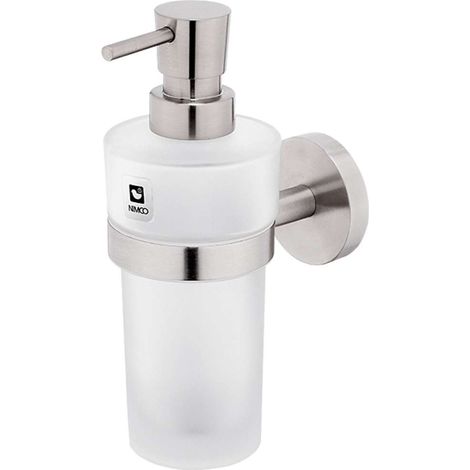 Nimco Unix - Dispensador de jabón con soporte, cristal esmerilado/acero inoxidable tallado UNM 13031W-T-10 (1/3)