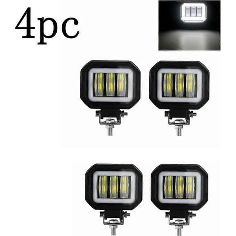 Projecteur de travail LED 5 pouces, lentille 6D, 12 V, étanche, pour voiture, quad, SUV, UTV, Niva, 4x4, moto tout-terrain, camion, faisceau large, 4 pièces, blanc et blanc (.253) (1/5)