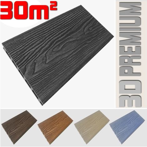 Listone WPC 3D 30m² per pavimentazione decking colore Antracite effetto legno listone 146x2200mm spessore 25mm (1/5)