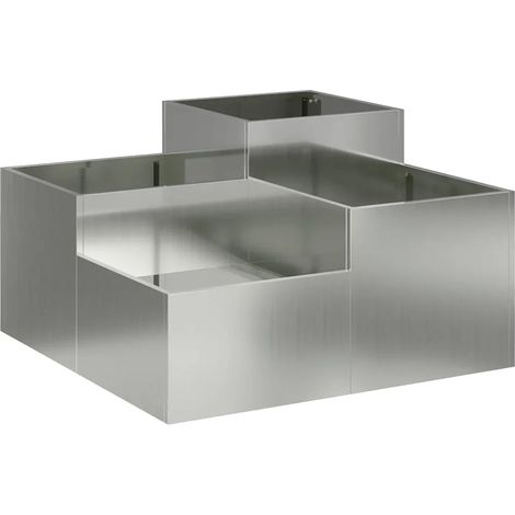 Cache-pot de jardin rectangulaire moderne extérieur 80 x 80 x 48 cm ambiance sophistiquée en acier galvanisé argent (1/5)