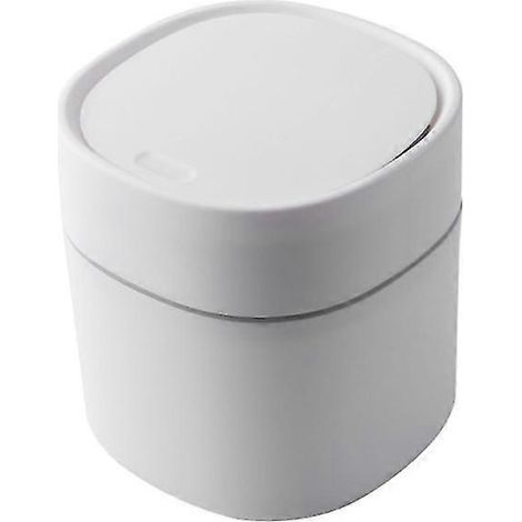 Mini poubelle de recyclage créative en plastique avec couvercle, petite poubelle de bureau, poubelle pour la maison et le bureau avec bouton de rangement, ladacee (1/5)