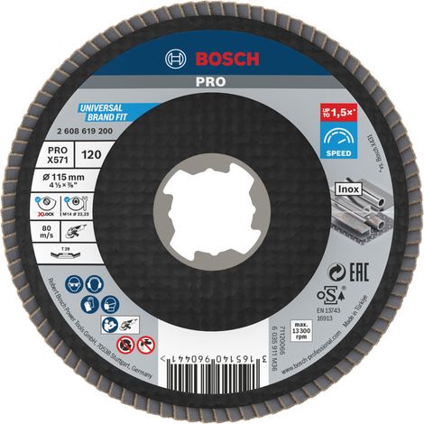 Bosch Fächerschleifscheibe X571 Best for Metal gewinkelt 115 mm K 120 Fiber 10 Stk
