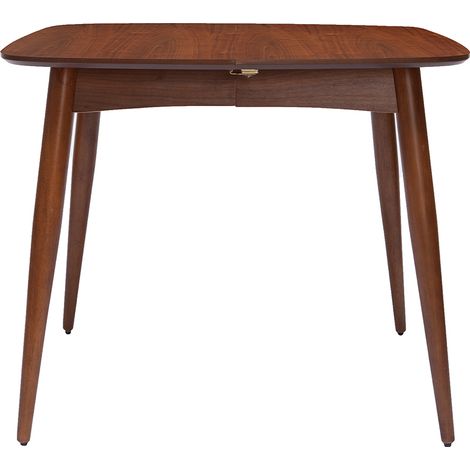 Miliboo – Table à manger extensible carrée en bois foncé 4 à 6 personnes – Dimensions L90-130 cm – Placage noyer – Design scandinave vintage (1/5)