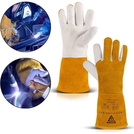 AIPERQ Gants De Soudeur Soudure Longue Protection Soudure Isolation Thermique Résistant à L'Usure 36Cm (1/3)