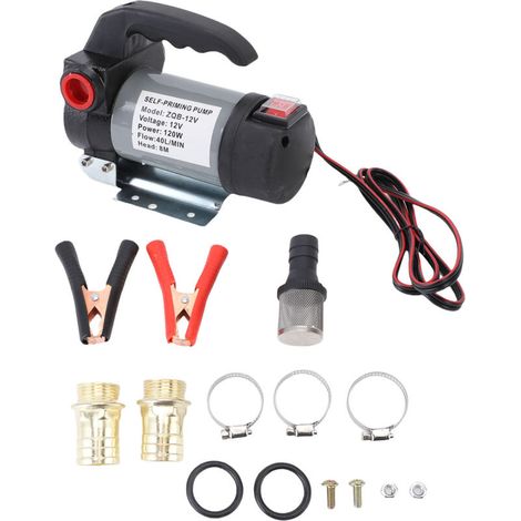 12V 120W 40LPM fuel transfer pump, 8m head, self-priming electric oil extractor for diesel and kerosene (1/5)