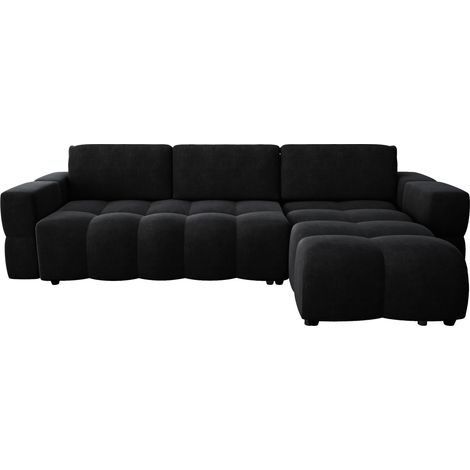 Canapé d'angle droit convertible 5 places en velours anthracite foncé (1/5)