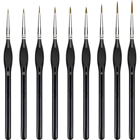 Pinceau de Détail, 9 Pièces Détail Pinceau, Pinceaux Fins pour la Peinture à L'aquarelle Gouache et Acrylique, Modélisme, Miniature, Ongles, Minutieux, Faciale Peinture, DIY (1/5)