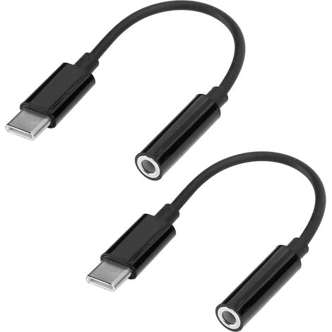 Adaptateur Audio USB-C vers Jack 3.5mm 2 Pièces pour Smartphone Samsung Galaxy/Pixel - Noir (1/5)