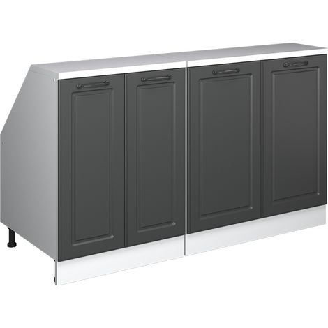 Meuble sous pente R-Line, Anthracite campagne, 140cm Lot de 2 caissons 60 cm de profondeur, Vicco