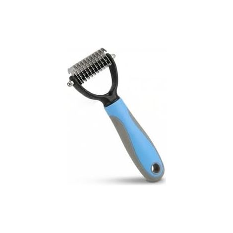 Deshedding Brush for Dogs,Double Sided Dog Hair Brush,Grooming Dog Deshedding Brushes,Removes Knots Pet Grooming Brushes,for Long Haired Cat Dogs Removing Loose Undercoat Tangles Mats(Blue) (1/5)