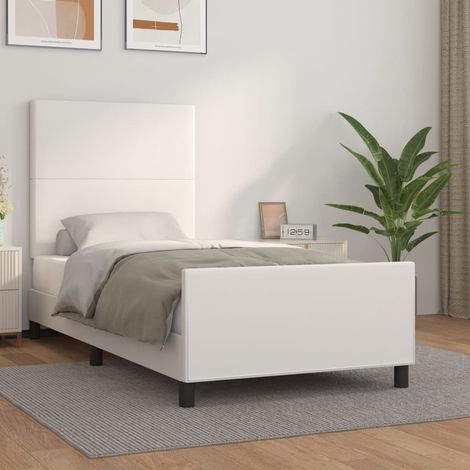 Lit adulte Contemporain avec tête de lit Cadre de lit Blanc 90x190 cm Similicuir 86646 (1/5)