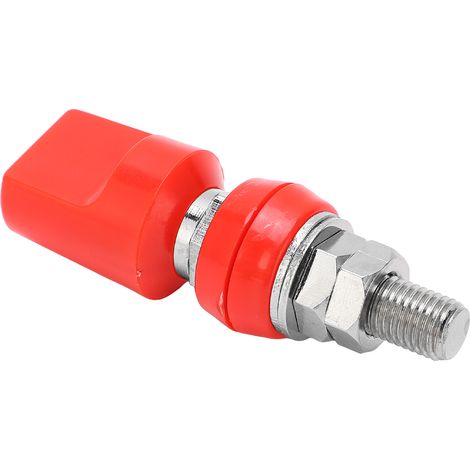 4 mm flache Multifunktions-Verbindungsklemmen aus Messing M8 100A, rot, mit Isolierkappe, für Hochstromanschlüsse, Packung mit 1 Stück. (1/5)