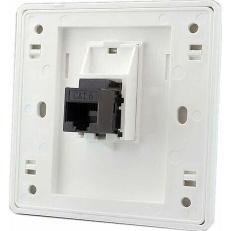 -Femelle à femelle CAT6 Gigabit prise murale réseau double passage RJ45 LAN façade Internet prise de courant droite, 86x86mm 1 pcs (1/4)