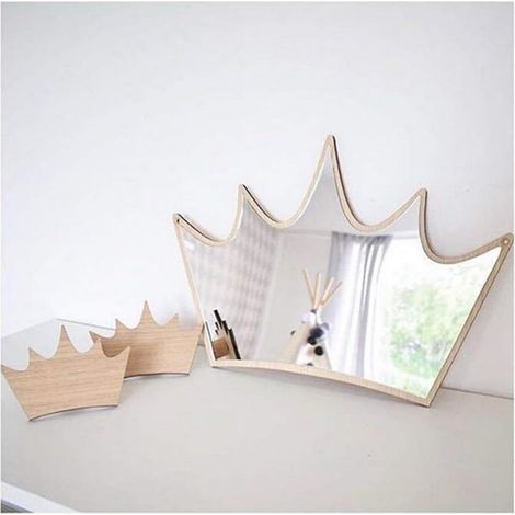 Miroir incassable en acrylique et en bois - décoration idéale pour une chambre d’enfant-Couronne-Fei Yu