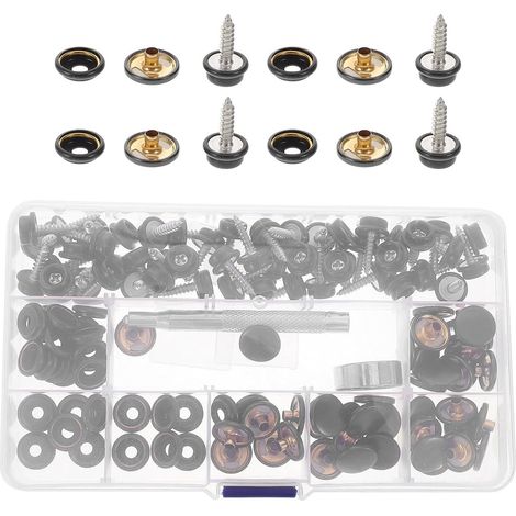Bouton-pression Kit de Boutons-pression 15mm Noir en Cuivre avec Outils de Pose, pour Bâches et Housses de Bateau, Usage Marin Extérieur (1/5)