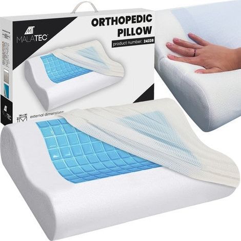 Oreiller cervical orthopédique en mousse à mémoire de forme avec gel rafraîchissant 54 x 34 x 10 cm blanc-AquaForge (1/5)