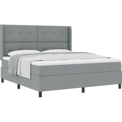 Maison Exclusive - Lit à ressorts avec coussin Gris clair 200 x 180 cm tissu (1/5)