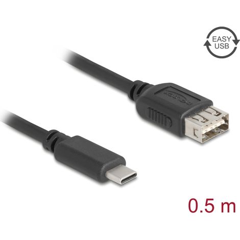Delock Cable USB 2.0 USB Type-C⢠macho a EASY USB Tipo-A hembra 0,5 m