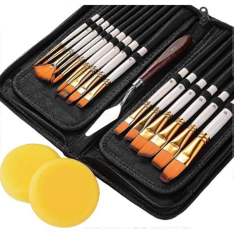 Ensemble de 18 pinceaux plats (25-26), idéal pour la peinture à l'aquarelle et à l'huile. (1/4)