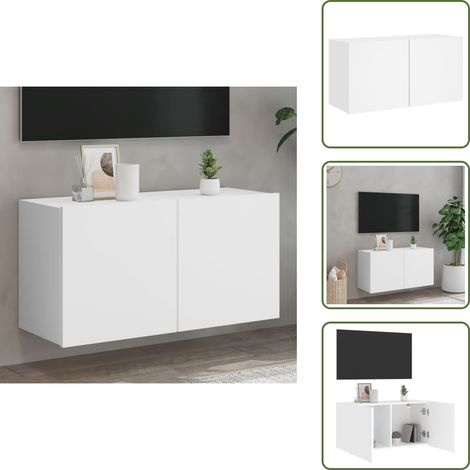 TV-Wandschrank Weiß 80x30x41 cm - TV Schrank - Holzwerkstoff Möbel - Weißer TV Stand - Wandregal - Wohnzimmerschränke (1/5)