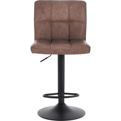 Barhocker 360° Drehbar Mit Rückenlehne Und Armlehnen Höhenverstellbar Aus Kunstleder Dunkelbraun (1/5)