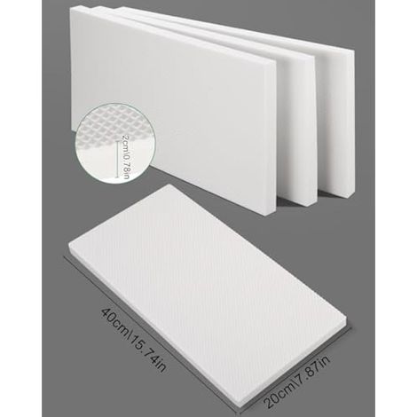 Lot de 4 protections murales autocollantes en mousse, 40 x 20 x 2 cm, pour portes de voiture, garages et abris de voiture, blanches (1/3)