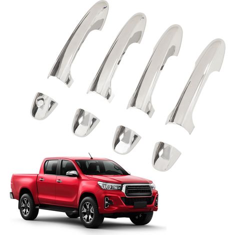 8 Pièces Couvre-Poignée de Porte Extérieure Auto ABS Chromé pour Toyota Hilux Revo AN120 AN130